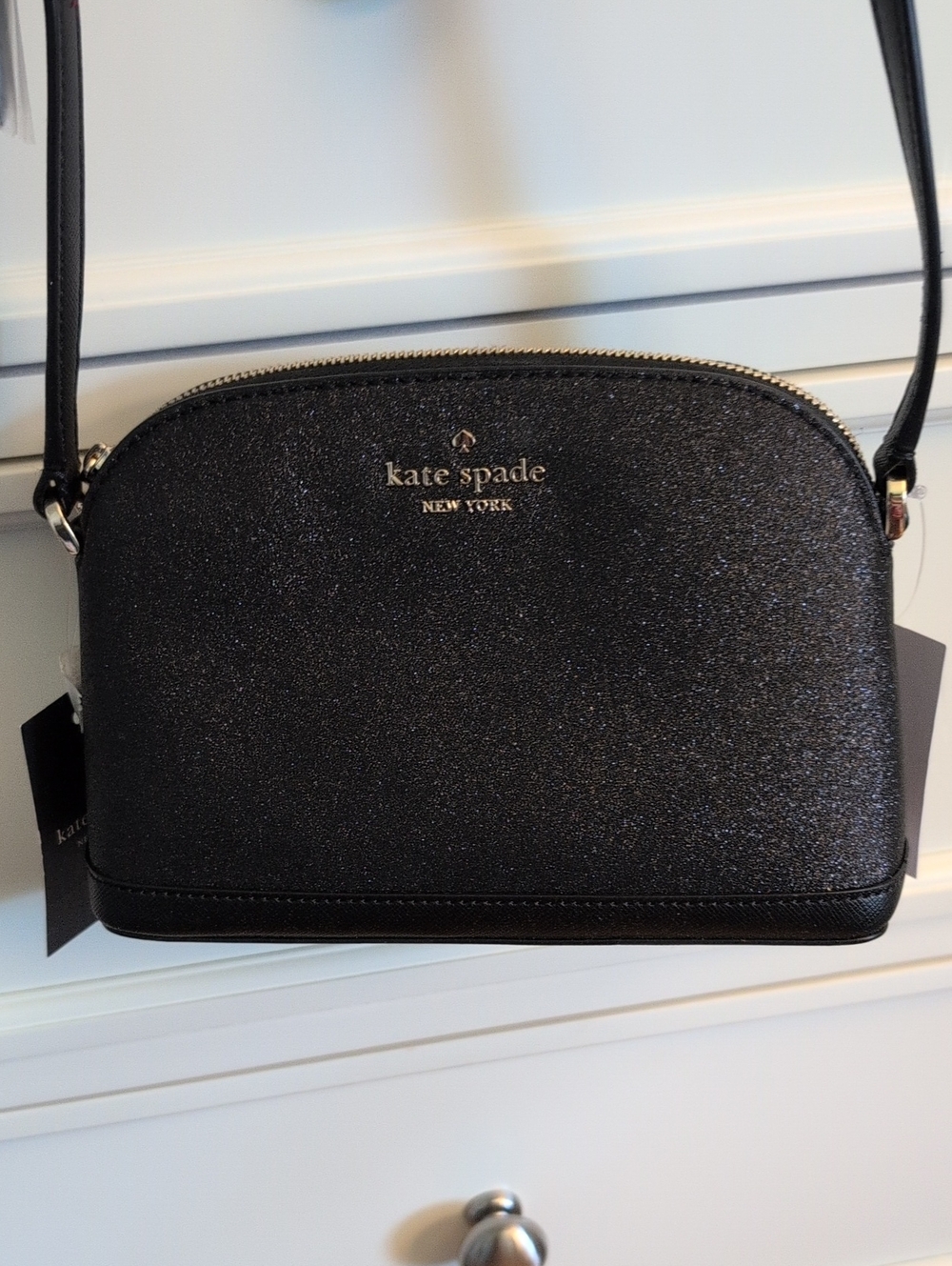 kate spade black glitter dome crossbody